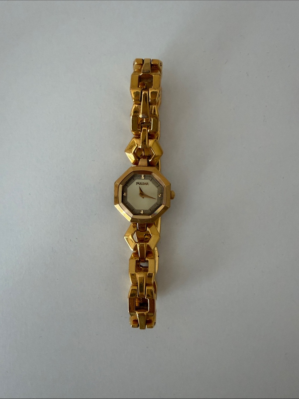Pulsar Women's Gold Tone Octagonal Dial Bracelet Watch- Vintage